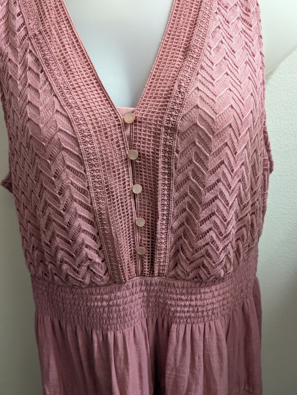 J Gee 3x Sleeveless Pink Tiered Midi Dress - Picture 2 of 5
